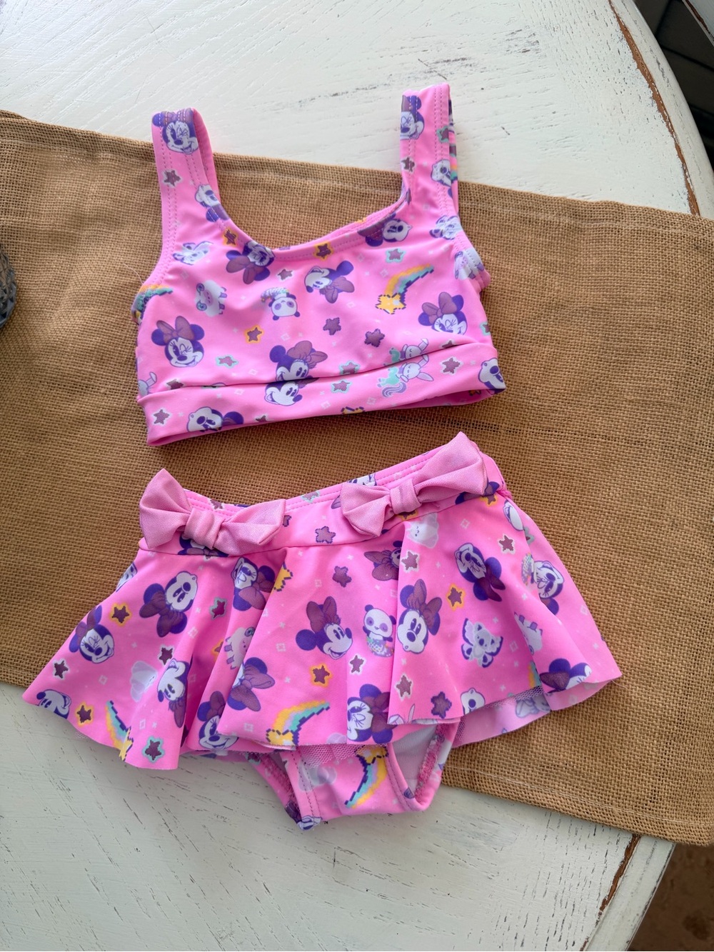 Disney Pink Minnie Mouse Bikini Set with Purple Accents
